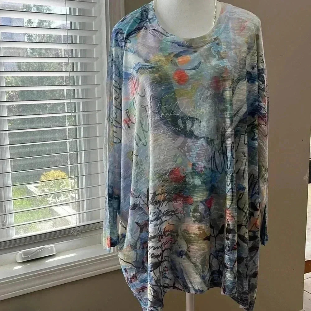 [OS]Inoah Parrots Garden Pattern  S/S Dormant Sleeve Blouse